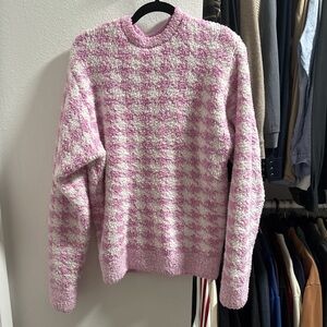 Skims Pink and White Checkered Sweater